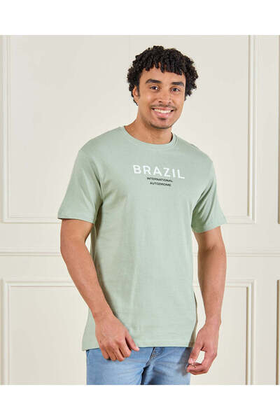 REDTAG Men Green Printed T-Shirt