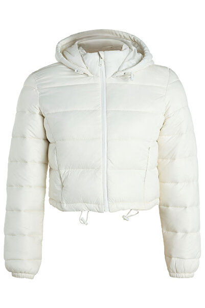 london Rag Women Off-White Cropped Down Hooded Jacket