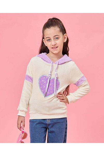 REDTAG Girls White Embroidered Hooded Sweatshirt