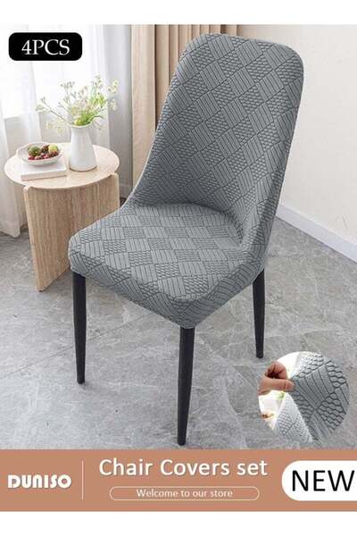 DOMEET 4 Packs Chair Covers, Stretch Jacquard Dining Chair Slipcovers