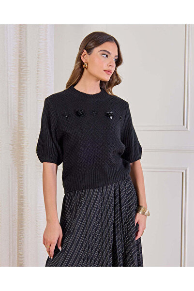 REDTAG Women Black Knitted Top