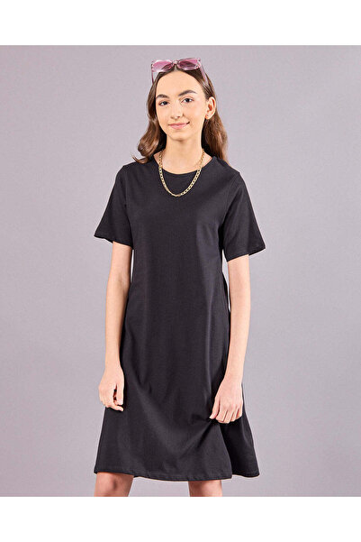REDTAG Senior Girls Black Short Sleeves Dress