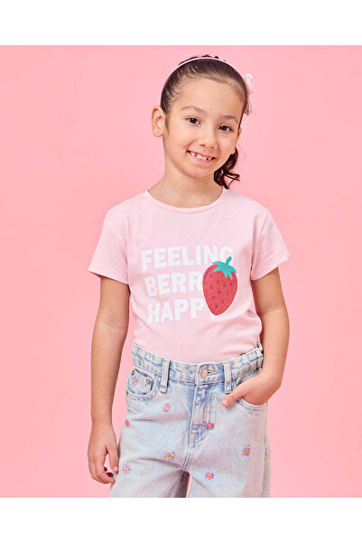 REDTAG تي شيرت وردي مطبوع للبنات