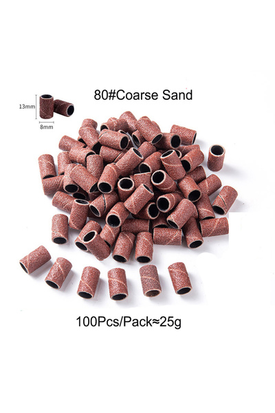 Choice3 GritBrown100Pcs Nail Sanding Ring Bands 80# 120# 180# Grits Pedicure ...