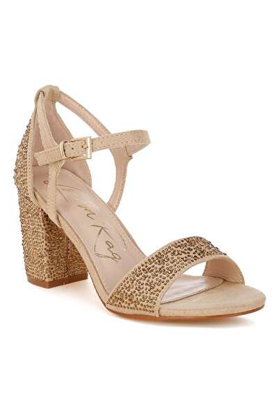 london Rag Women Rhinestones Embellished Sandals in Beige