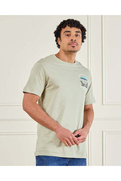 REDTAG Men Green Printed T-Shirt