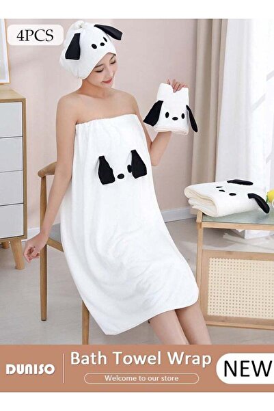 DOMEET 4 Pieces Bath Wrap and Hair Drying Towel Kit