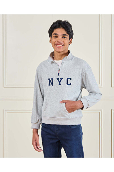 REDTAG Senior Boys Grey Printed Sweatshirt