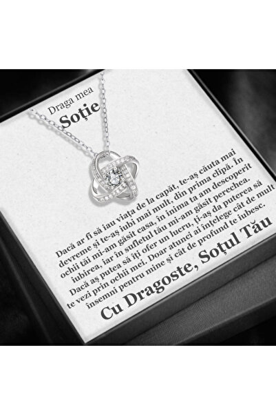 AVAMSI Set Cadou Soție – Colier cu Pandativ Love Knot din Argint 925 placat cu rodiu