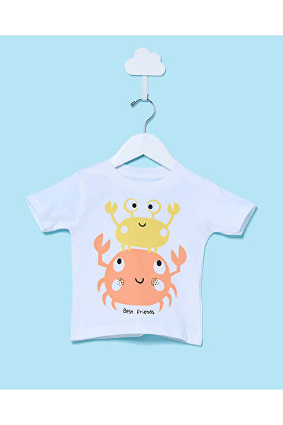 REDTAG Infant Boys White Printed T-Shirt