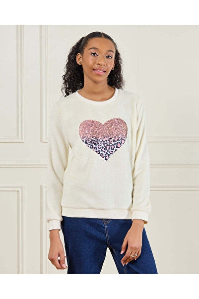 REDTAG سويت شيرت مطبوع بلون عاجي للبنات في المرحلة الثانوية