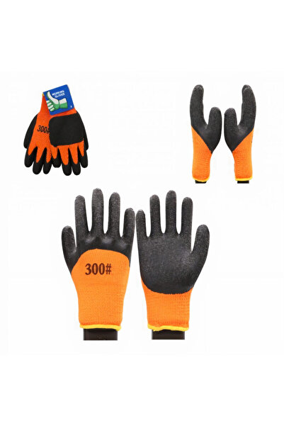 JML1 Protective Gloves 10/set with Label, Latex Coated Size 10 Orange and Bla...