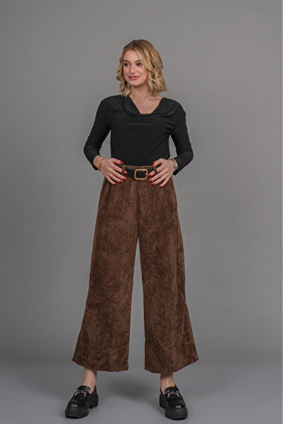 MissVina Velvet High Waist Wide Leg Trousers 30335