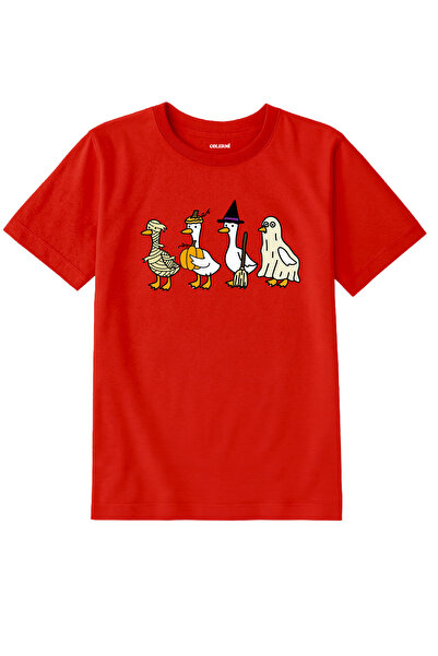 Colermi Cotton Fabric Children's T-Shirt – Costumed Geese Printed