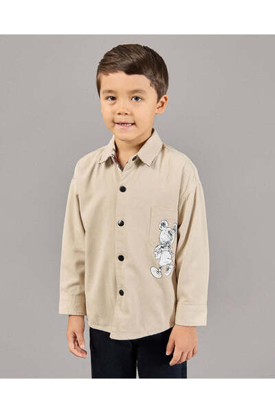 REDTAG Junior Boys Beige Double-Face Casual Shirt