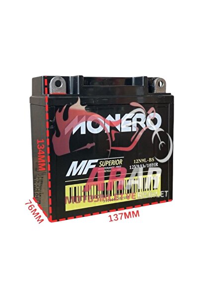 monero 12N9L-BS / 12V-9AH MOTOSİKLET DİK AKÜ ATV/MZ/JAWA/DRİFT-L-ARR50035