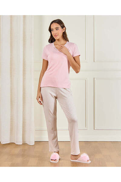 REDTAG Pipping Botton A/O Aop Pajama Set