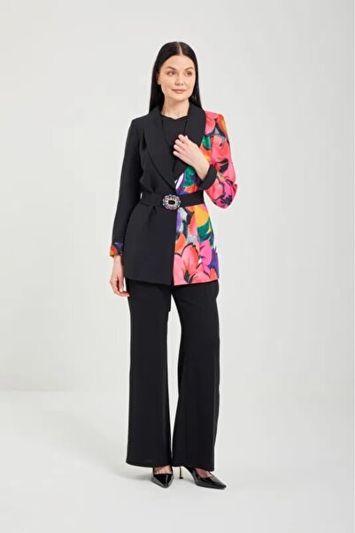 Orhan Digitalli Krep Pantolonlu İkili Takım