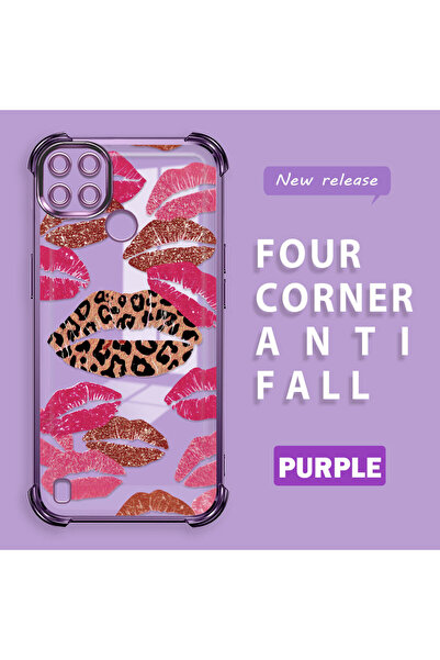 ucuc حافظة واقية من السيليكون الشفاف المتوافقة مع Realme C21Y/C25Y بأنماط الشفاه