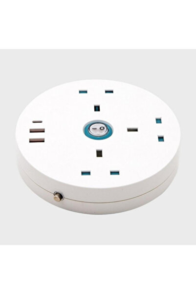 Home Best 3-Way 3-USB Round Power Extension Cord 2m