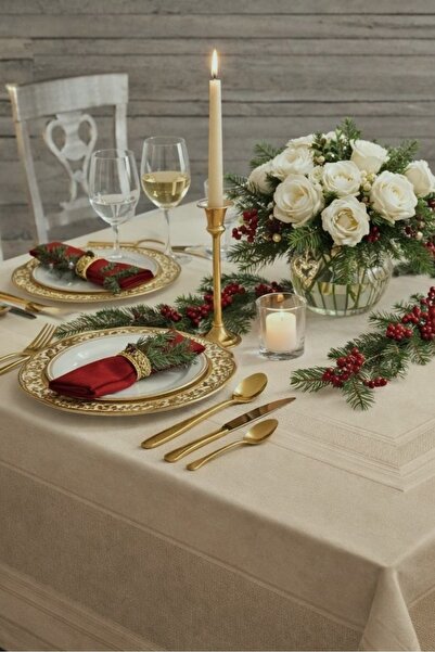 Hevia Home Wrinkle Free Waterproof Polyester Dining Tablecloth