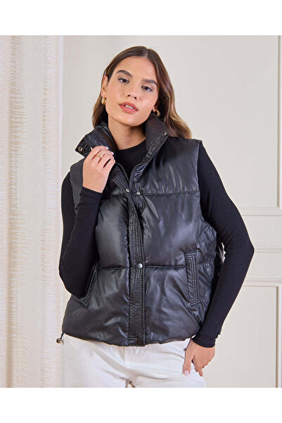 REDTAG Women Black Padded Vest Jacket