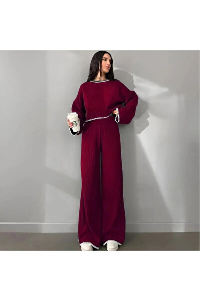 STORY ONLİNE طقم تريكو نسائي مكون من قطعتين بتفاصيل خياطة على طراز الراعي