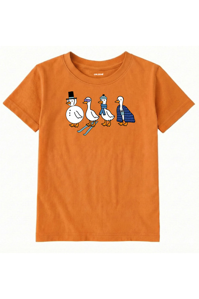 Colermi Cotton Fabric Children's T-Shirt – Four Geese Printed T-Shirt