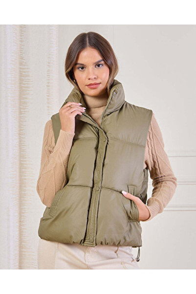 REDTAG Women Olive Padded Vest Jacket
