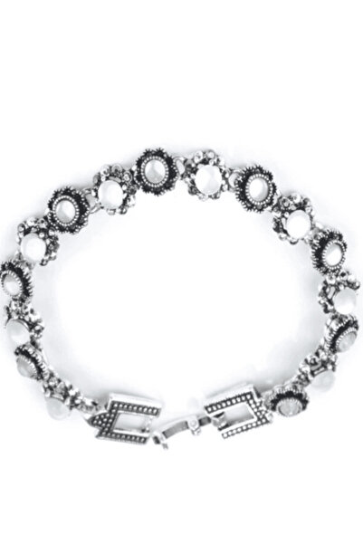 CRM Brățară pentru femei, CRM, flori rotunde, piatră lunii, argint