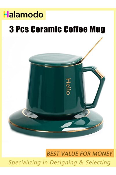 HALAMODO 3 PCS Ceramic Mug Set, Nordic Luxury Coffee Mugs, Simple Coffee Cup, Tea Cups, Porcelain Coffee Cups