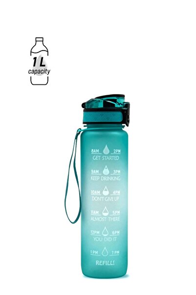 HALAMODO BPA Free Sports Water Bottle with Time Marker, Leak-proof Portable D...