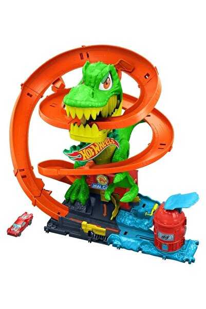 HOT WHEELS Oyuncak T-Rex Ve İtfaiye İstasyonu Oyun Seti