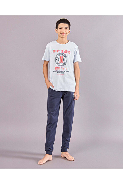 REDTAG طقم بيجامة رمادي مطبوع للأولاد الكبار (قطعتين)