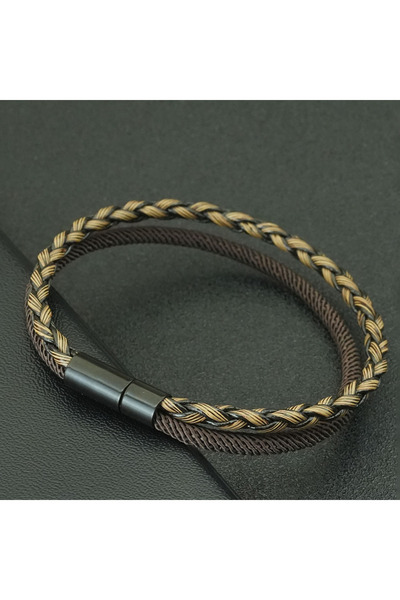 Choice brown Premium Handmade Braided Man Bracelet Detachable Bilayer Leather...