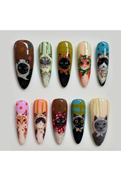 Choice 3XC1-2505-001، 24 قطعة من أظافر اللوز الطويلة اللاصقة بنقوش أنمي، تغطي...