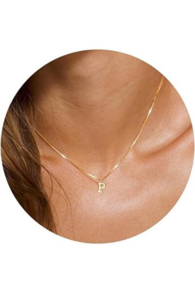 Choice قلادة من الفولاذ المقاوم للصدأ مطلية بالذهب، تحمل الأحرف من P إلى Z، س...