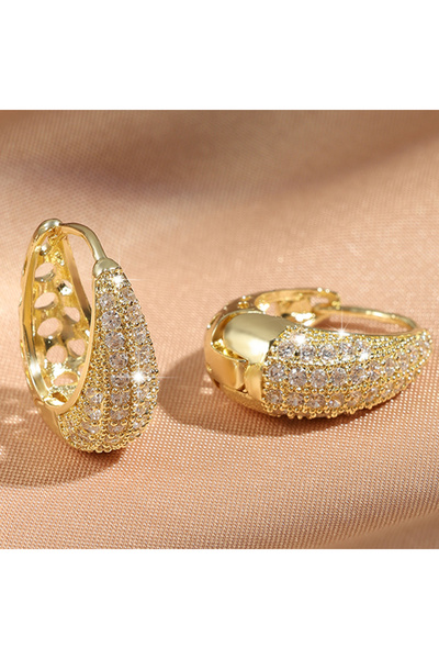 Choice أقراط ZPE595D عصرية مستديرة على شكل قطرة ماء مرصعة بالزركونيا للنساء و...