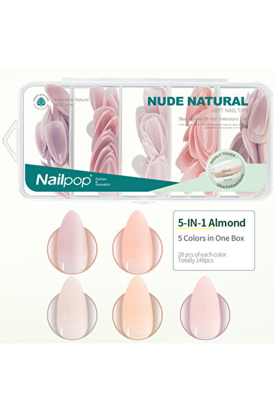 Choice أظافر صناعية بلون اللوز، 140/150 قطعة، ألوان مختلطة من الوردي الفاتح و...
