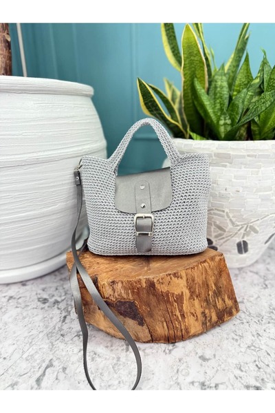 Nissra Macrame Handbag with Leather Cover