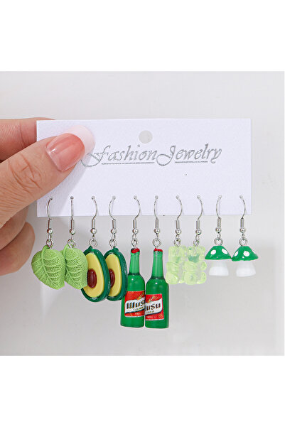 Choice طقم أقراط أنيق بتصميم مشروب فواكه حلو للنساء، برسومات كرتونية لطيفة عل...