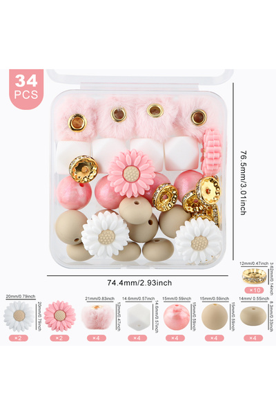 Choice مجموعة واحدة من خرز كروي مغطى بالفرو الناعم من صنروني، على شكل زهرة، م...