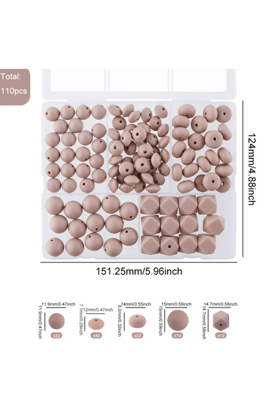 Choice مجموعة خرز سيليكون من كوفيكت، لون بني وردي، 110 قطعة/مجموعة، خرز دائري...