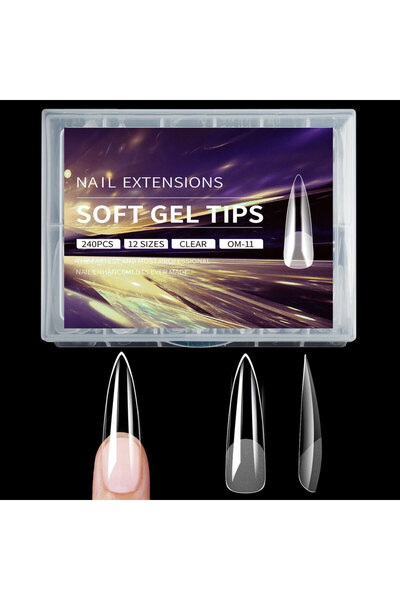 Choice 11 أظافر صناعية طويلة جدًا من الجل الناعم، نصف لامعة وشفافة، تغطي كامل...