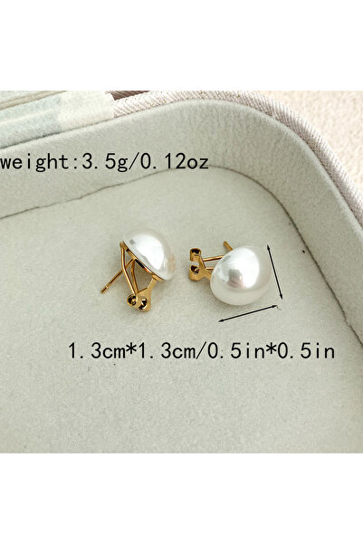 Choice S JinYve 1pc 14k Gold Plated Stainless Steel Freshwater Pearl Stud Ear...
