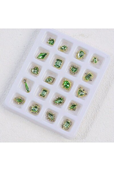 Choice زينة أظافر ثلاثية الأبعاد أنيقة باللون الأخضر مصنوعة من سبيكة معدنية م...