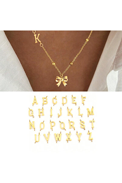 Choice قلادة أنيقة على شكل فيونكة ذهبية اللون للنساء، قلادة من الفولاذ المقاو...