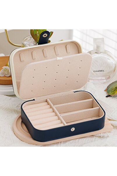 Choice صندوق مجوهرات محمول باللون الأزرق الداكن، قطعة واحدة، منظم مجوهرات للس...