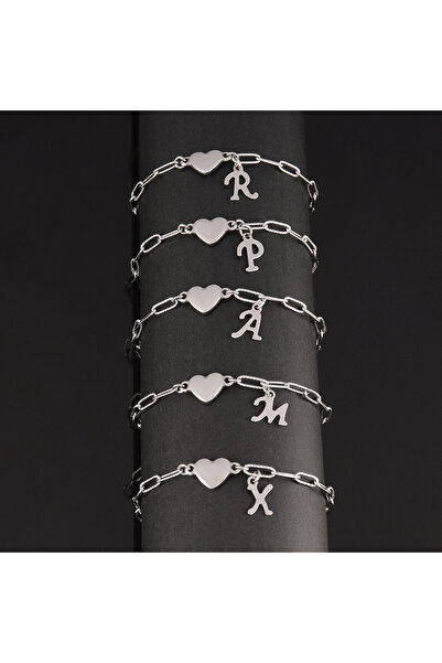 Choice سوار على شكل قلب، مصنوع من الفولاذ المقاوم للصدأ، فضي اللون، بطول 16 س...