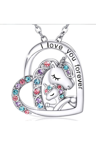 Choice Necklace-2 Girls Lucky Unicorn Necklace Bracelet Ring Stud Earrings fo...